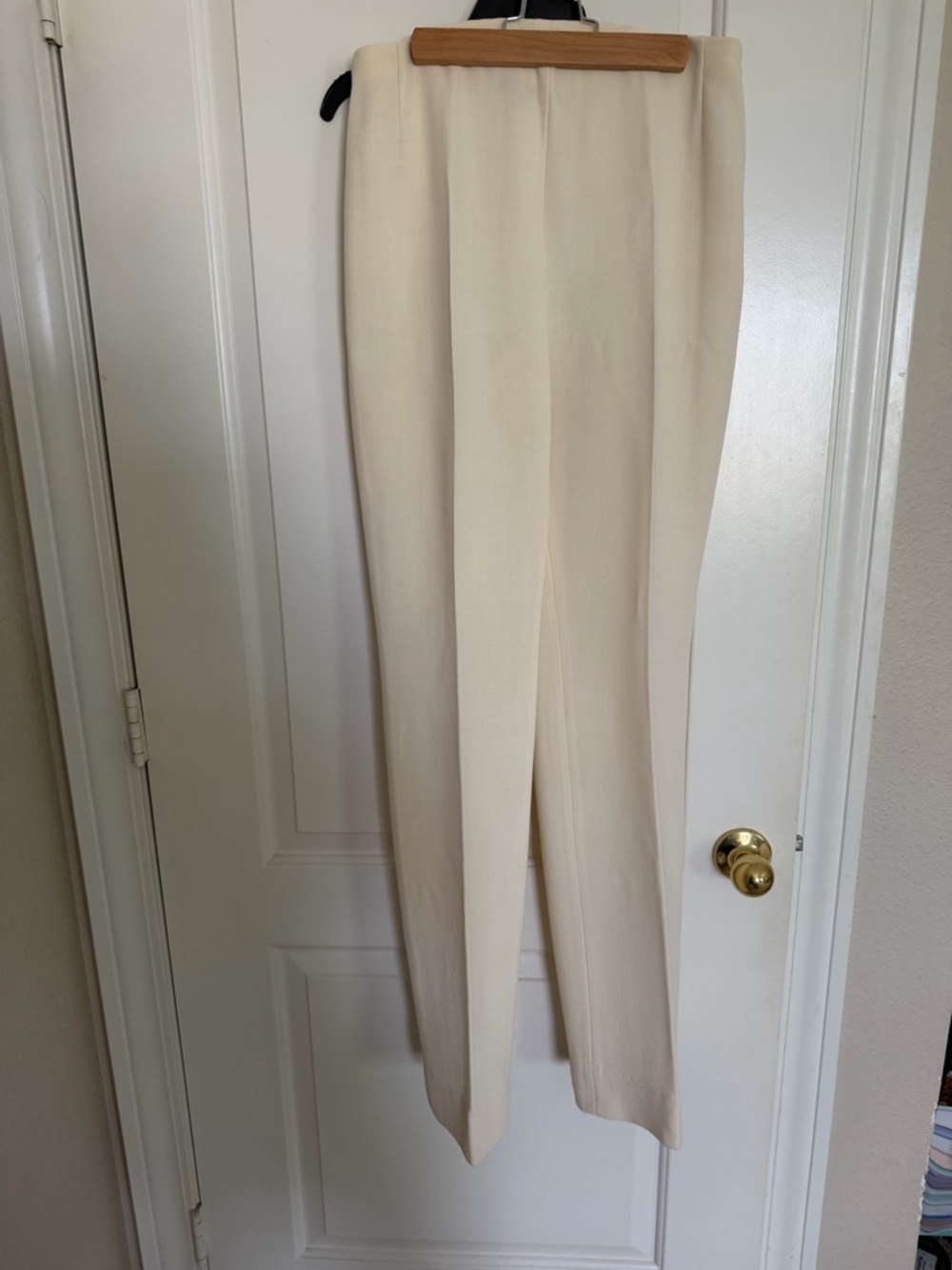 GUC bergdorf Goodman Akris wool pants straight leg double face ivory cream 6
